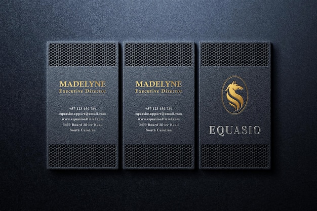 PSD luxury business card logo mockup with laser cut design