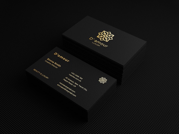 Luxury business card mockup with foil stamped logo 3d rendered