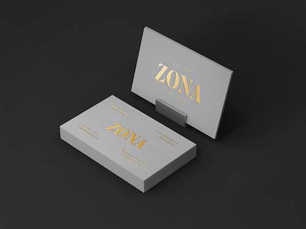 Luxury business card mockup with gold foil print effects