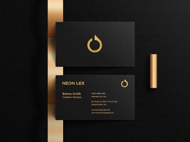 PSD luxury business card mockup with letterpress logo