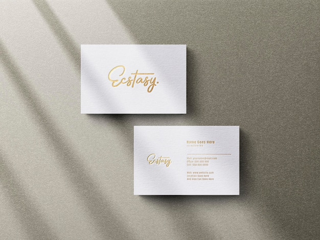 Luxury business cards mockup with shadow overlay