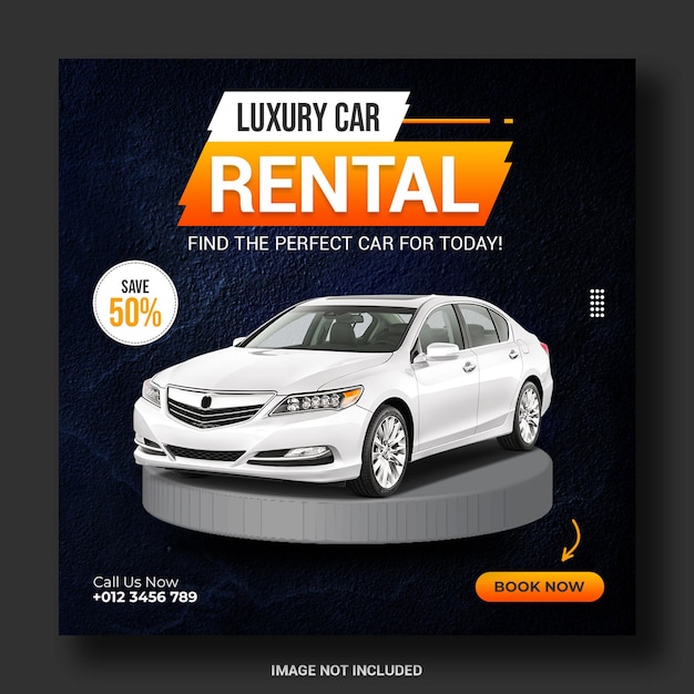 PSD luxury car rental promotion social media instagram post banner