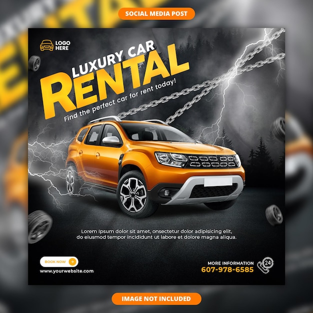 PSD luxury car rental sale social media banner and instagram post template