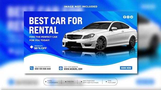 PSD noleggio auto di lusso promozione vendita banner web social media design