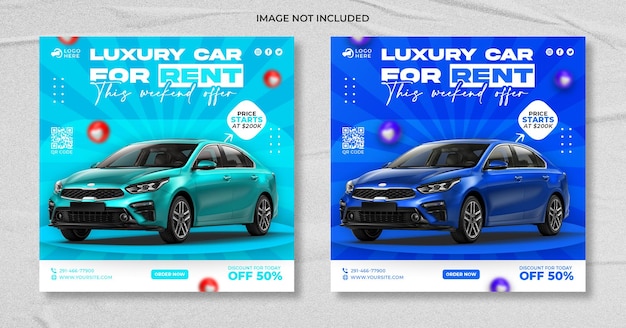 PSD 오늘 럭셔리 자동차 렌탈 프로모션 소셜 미디어 포스트 템플릿 판매