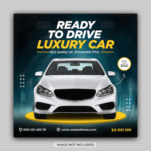 Modello di banner web instgaram per la promozione della vendita di auto di lusso sui social media
