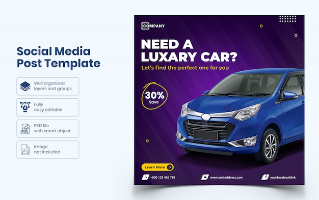 Luxury car sale social media banner template