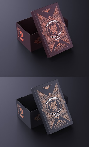 PSD luxury cardboard box mockup isolated