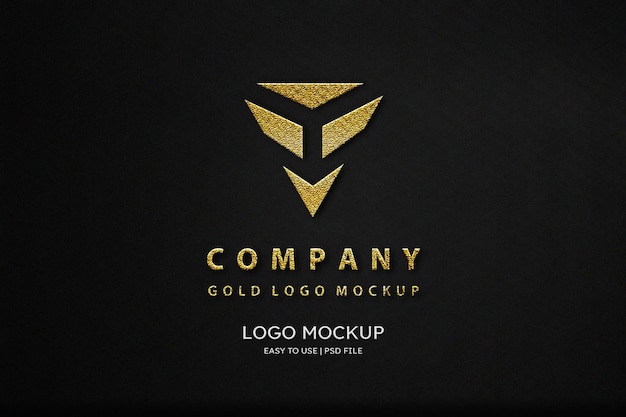 PSD luxury cardboard gold logo mockup