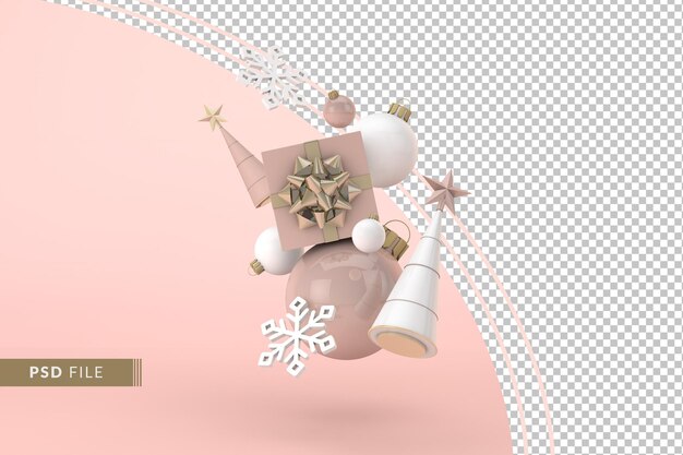 Luxury christmas decoration with pink background