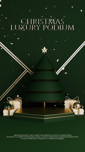 Luxury christmas tree gold premium podio