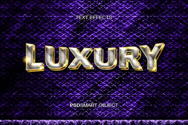 PSD luxury chrome 3d text style mockup