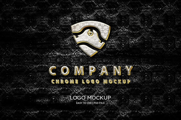 PSD mockup di logo in lamina cromata di lusso