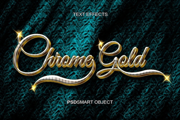 Luxury chrome gold 3d text style mockup