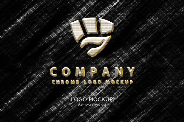 Luxury chrome logo mockup 3d style