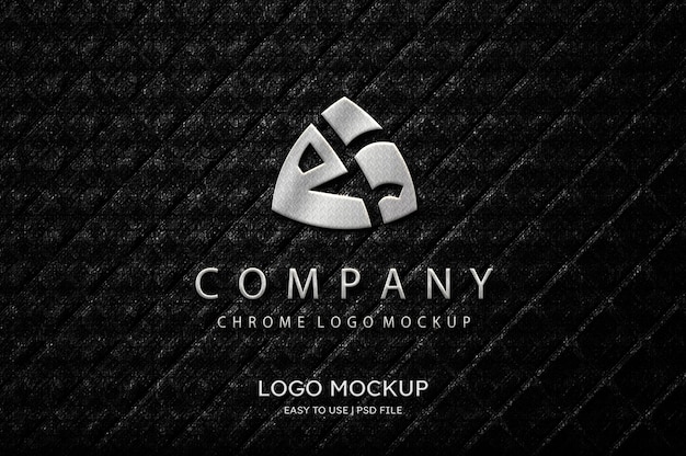 Luxury chrome logo mockup textured