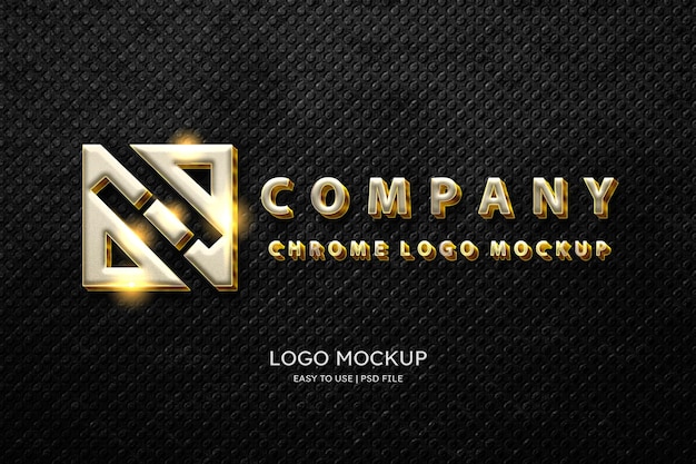 Parete mockup con logo cromato di lusso