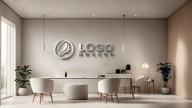 PSD mockup di lusso con logo metallico argento cromato