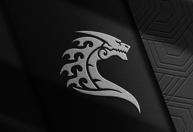 Lusso close up logo in rilievo argento mockup