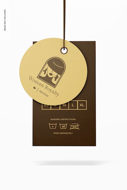 PSD luxury clothing tag mockup, hanging