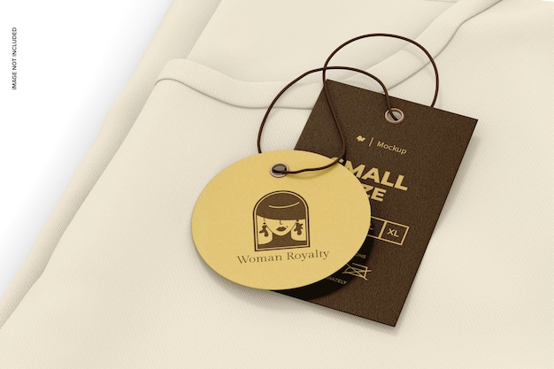 luxury clothing tag mockup, perspective view