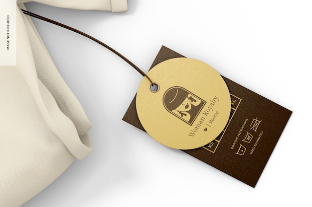 luxury clothing tag mockup, top view