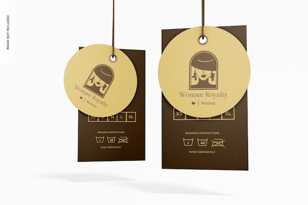 luxury clothing tags mockup, hanging