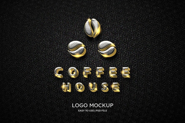 Mockup di logo cromato caffè di lusso