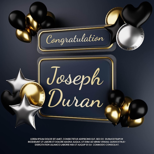 PSD luxury congratulation design with balloon