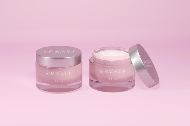 PSD luxury cosmetics opened cream jar mockup