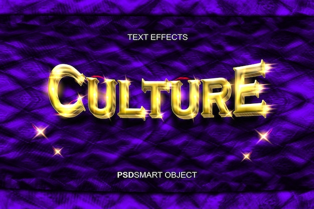 Luxury culture gold 3d text style mockup template