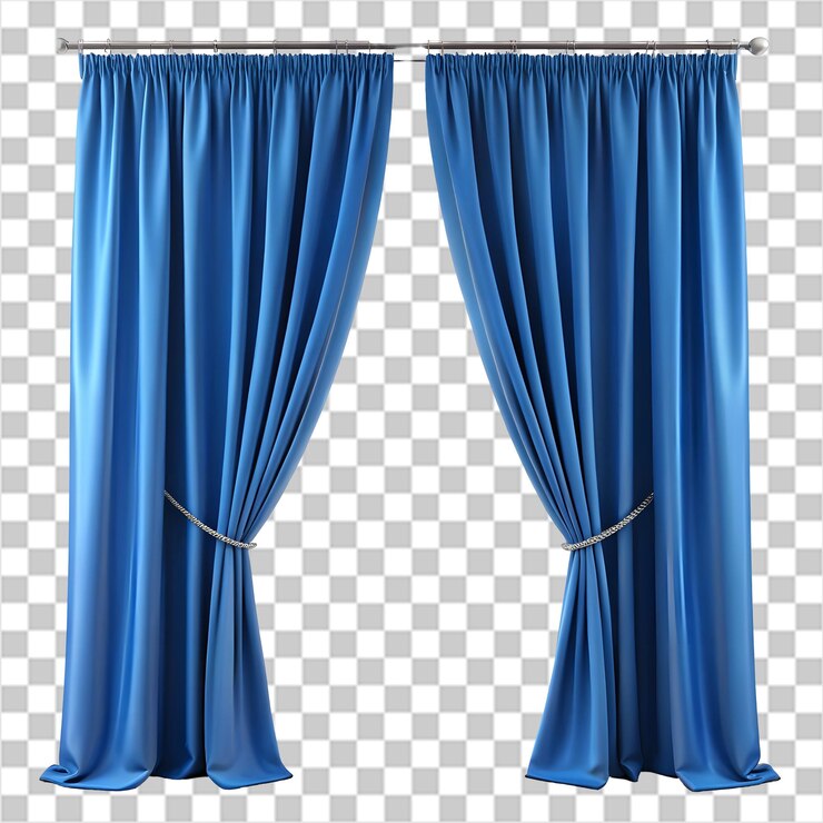 luxury curtains of red color on transparent background
