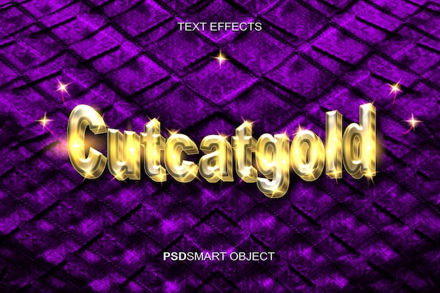 Luxury cutcat gold 3d text style mockup