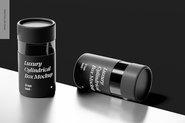 Luxury cylindrical box mockup, perspective