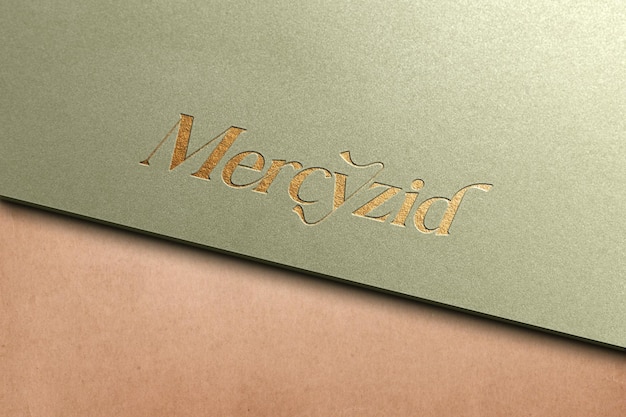 Luxury debossed gold logo mockup