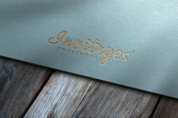 Luxury debossed gold logo mockup