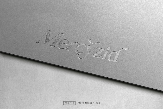 PSD luxury debossed metal logo mockup