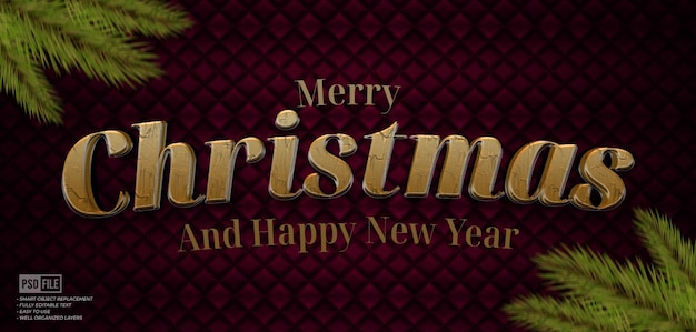 PSD luxury design merry christmas with custom text editable 3d style text effect