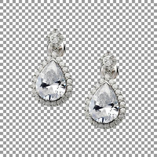 Luxury diamond earrings isolated on a transparent background