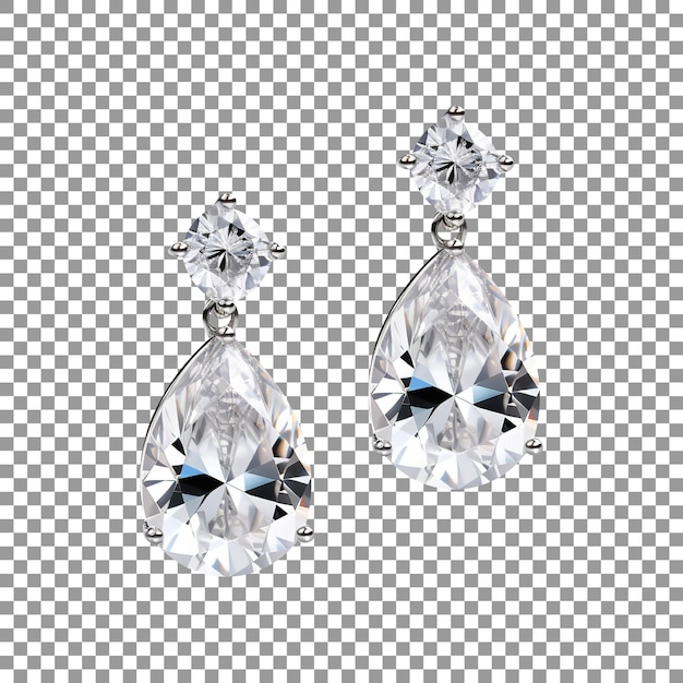 PSD luxury diamond earrings isolated on a transparent background