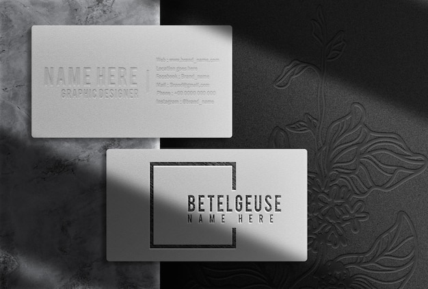 PSD luxury drawn in pencil business card top view mockup