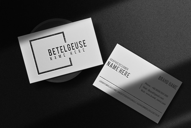 luxury drawn in pencil embossed business card top view mockup