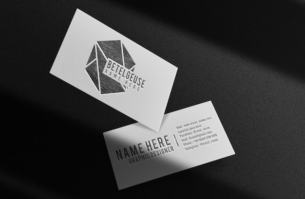 Luxury drawn in pencil logo floating business card mockup