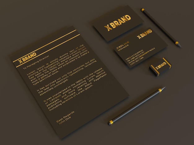 Luxury and Elegant Dark Branding Identity Stationery Set Mockup