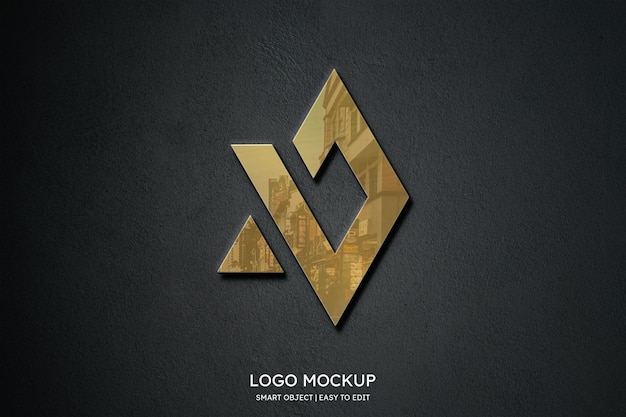 luxury elegant gold logo mockup on matte black background
