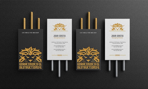 Luxury and elegant vertical business card mockup top view