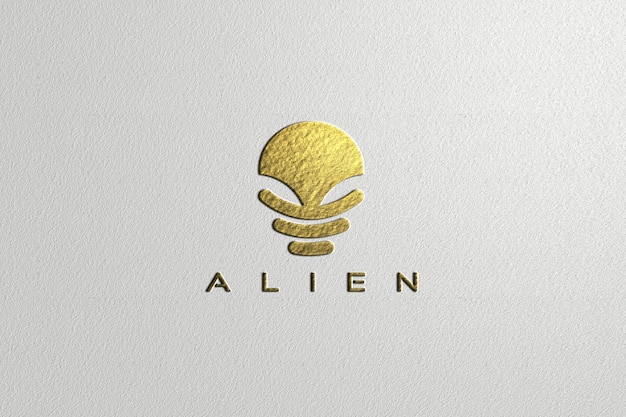 PSD luxury embossed gold paper logo mockup