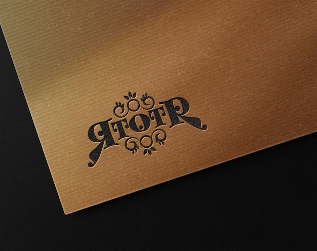 Luxury embossed logo mockup on cardboard