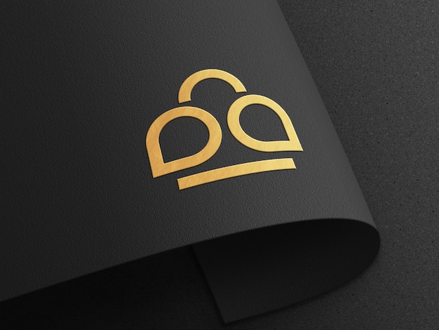 PSD luxury embossed logo mockup on curved paper