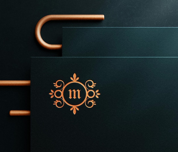 PSD luxury embossed logo mockup